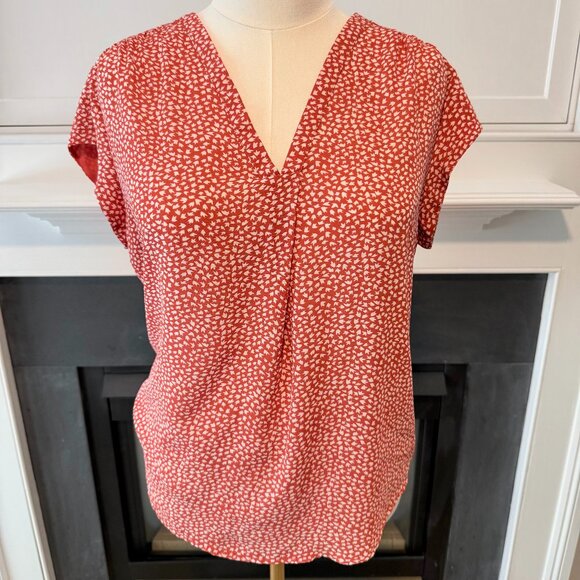 ❤️ Fun2Fun Red & White Printed Blouse - Size medium - Picture 1 of 13